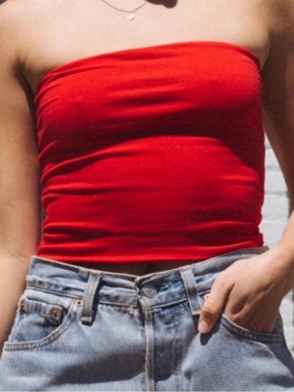 Brandy Melville Red Strapless Tube Top!